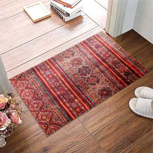 Tapis d'intérieur Netline Home Depot NL1007, inspiré du kilim, multicolore, rayé, tribal, diamant, lavable en machine, pour salon - Product Image 1