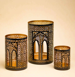 Best Price Moroccan Design <b>Gold</b> Finished 3-Piece Set New Style Metal Votive Holder Tea Light <b>Candle</b> <b>Pillar</b> for Home Decoration - Product Image 5