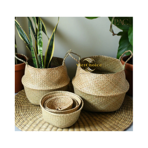 Budget-friendly VIETCHOICE Latest Eco-Friendly Classic Straw Seagrass Woven Storage <b>Baskets</b> Multipurpose Vietnam - Product Image 4