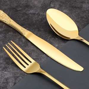 Venta al por mayor de lujo con mango antiguo de acero inoxidable Vintage cubiertos de oro juego de cubiertos para boda - Product Image 3