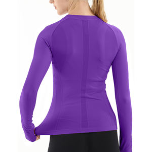 Camiseta Deportiva de Manga Larga para Mujer, Cómoda y Transpirable, Cuello Redondo, Top de Yoga, Puños Elásticos, Secado Rápido, Ropa Deportiva - Product Image 2