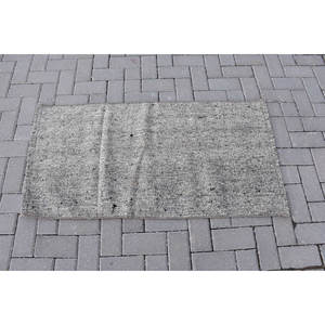 Alfombra de lana gris Vintage moderna de 2,2x4,1 pies hecha a mano de tejido plano Jacquard trenzado de látex con respaldo clásico rectángulo patrón de pasillo - Product Image 3