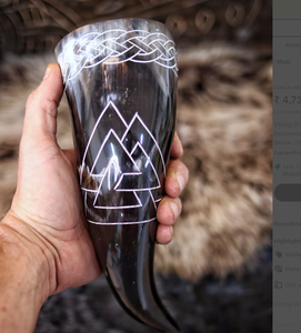 Valknut Symbol and Decorative Design Viking Drinking Mugs, Anniversary Gift, Husband Gifts, Couples Gift, Christmas Gifts - Product Image 2