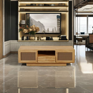 Soporte de TV de diseño minimalista de madera maciza de teca 100% hecho en Indonesia para muebles de apartamento y muebles de interior - Product Image 1