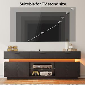 Mueble de TV Moderno de Madera Negra con Luces LED para Sala de Estar, Centro de Entretenimiento con Gran Espacio de Almacenamiento, Venta al Por Mayor - Product Image 5