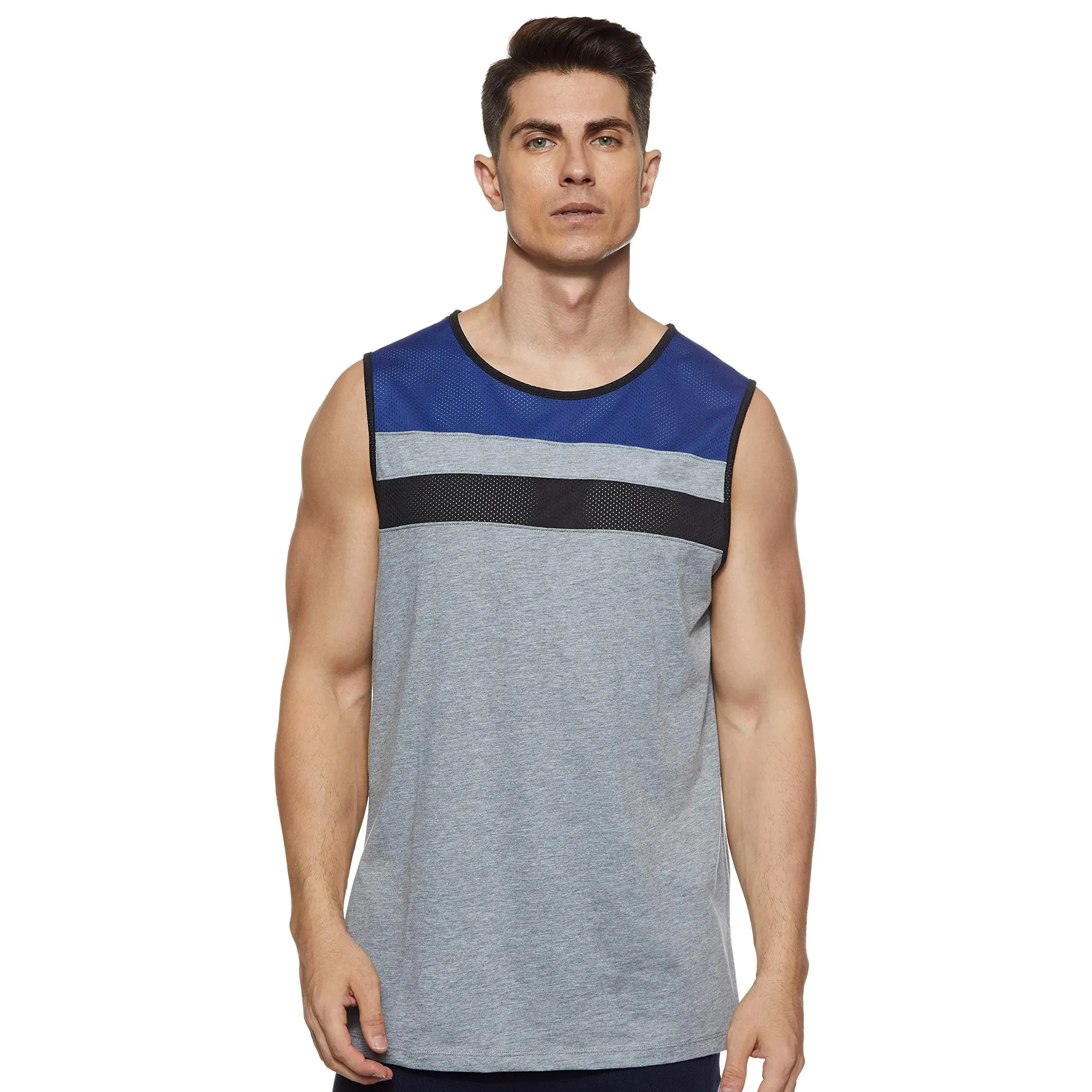 Oversized Mens Stringer Vest High Quality Tank Tops Latest Design Cheap Wholesale Gym Wear Patchwork Customized Brand Logo Print