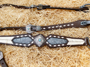 Rawhide หมวกคลุมศีรษะแบบตะวันตกสีเทาสีเทาเกรดเรขาคณิต - Product Image 3