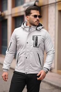 Veste poncho rembourrée chaude d'hiver décontractée pour hommes avec longue capuche Vêtements d'extérieur confortables - Product Image 4