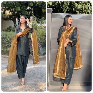 Présentation de nouveaux ensembles Salwar Kameez traditionnels prêts à porter en 3 pièces avec dupatta pour les occasions de fête et de mariage - Product Image 2