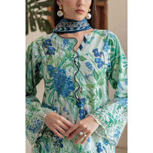 ชุดสูทผ้าลอนปักลายพิมพ์ 3 ชิ้นสำหรับผู้หญิง พร้อมผ้าคลุมไหล่ รุ่น CL-52483 - Product Image 1