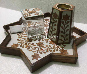Incrustaciones de madera Bakhoor Burner Gift Set Floral Star Tray Edition - Product Image 1