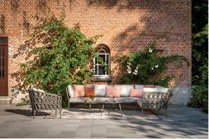 Chaise de jardin d'extérieur en aluminium imperméable avec siège rembourré en corde tressée pour balcon et terrasse - Product Image 2
