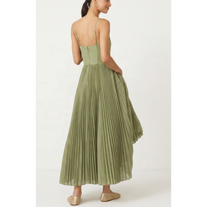 Vestido de Gala Midi Personalizado Verde Oliva Vintage con Escote Corazón, Plisado de Gasa y Tul, Corsé y Tirantes Finos para Fiesta de Graduación - Product Image 2