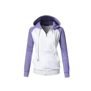 Unisex Hooded <b>Zip</b>-<b>Up</b> Sweatshirt Raglan Sleeve <b>White</b> Purple Solid Color Casual Regular Fit Breathable French Terry Autumn Knitted - Product Image 5