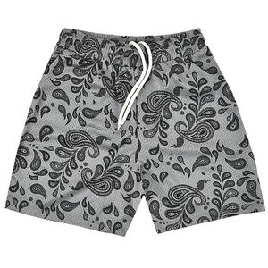 Pantalones cortos de compresión informales para hombre 2024, venta al por mayor, sublimación personalizada con patrón completo, pantalones cortos de malla con cordones - Product Image 3