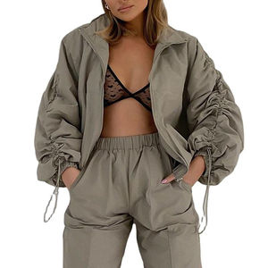 High Quality Streetwear Regular Fit Solid Zip Sheep Skin Waterproof <b>Quilted</b> Breathable Eco-Friendly Windproof Two Piece - Product Image 1