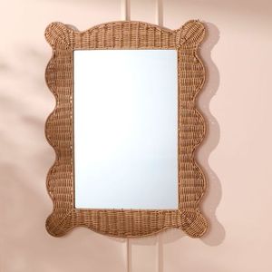 Cadre de miroir en rotin rond bohème moderne Décoration intérieure en bois écologique pour salon et chambre à coucher Intérieurs rustiques - Product Image 2