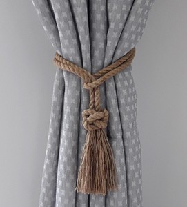 Rustic Tie <b>Curtains</b>..Friendship and Love Knot..<b>Nautical</b> Natural Jute Rope..<b>Curtain</b> Tie Back - Product Image 1