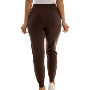 Pantalones Casuales de Mujer de Pierna Ancha con Frente Plano, 100% Algodón, Corte Regular, Color Sólido, Cintura Elástica - Product Image 2