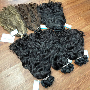 TOP DE HAUTE QUALITÉ!! 100% trame vietnamienne Extensions de cheveux humains cheveux bruts Double dessiné naturel ondulé trame Extensions de cheveux - Product Image 6