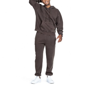 Nuevo conjunto de pantalones de chándal y Sudadera con capucha informales de algodón al por mayor, conjunto de chándal de corte holgado para correr para hombre - Product Image 1