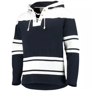 High Quality Custom Front Print Logo Men's Ice Hockey Hoodie <b>Lace</b> Heat-Transfer Printed Polyester Pullover - Product Image 2