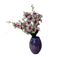 Dernière vente personnalisée chaude cylindrique rouge marbré de haute qualité à la main décoratif pièce maîtresse de table vase à fleurs en verre