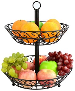 Paniers de fruits personnalisés en métal enduit de poudre noire ustensiles de cuisine sculptés présentoir bol de service décor de cuisine à domicile raisonnable - Product Image 4