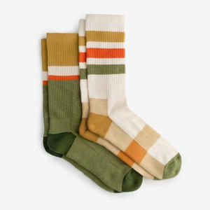 Calcetines de Algodón Suave con Rayas Vintage, Cálidos, Casuales, para Uso Diario, Estilo Urbano con Bloques de Color de Moda, Paquete de Regalo - Product Image 6