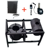 Réchaud de camping portable à brûleur à huile usagée, coupe-vent, simple, en acier titane, avec souffleur d'air et panneau solaire, pour cuisson, chauffage et dégivrage en extérieur