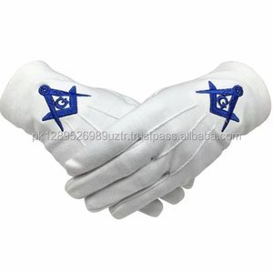 Freemasons Masonic Guantes de algodón PCI en negro Símbolo S & C/Masonic 100% Guantes de algodón con bordado personalizado - Product Image 3