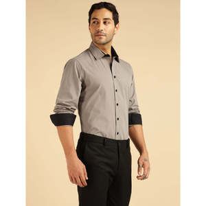 Amanush <b>Men's</b> Grey Cotton Formal <b>Shirt</b> Full Sleeve Turn-Down <b>Collar</b> Smart Casual Anti-Wrinkle Poplin Fabric Summer <b>Mens</b> <b>Shirts</b> - Product Image 5