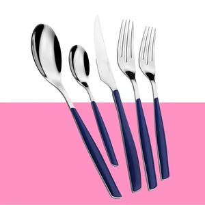 Ensemble de couverts en acier inoxydable avec manche bleu pour les dîners familiaux élégants, vaisselle moderne pour la maison et utilisation intérieure/extérieure en provenance d'Inde - Product Image 2