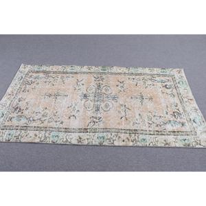 Vintage Turkish Rug, 3.3x6.1 ft Rug, <b>Brown</b> Oriental <b>Wool</b> Rug - Product Image 3