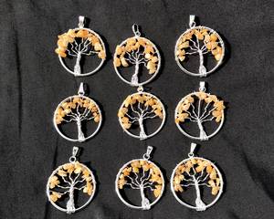 Belle Aventurine Jaune Arbre Vie Cristal Cendrier En Gros K9 Modèle Fil D'argent Enroulé Sculpté Gravé Feng Shui - Product Image 5