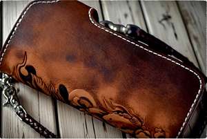 Carteras de Cuero Genuino 100% Hechas a Mano con Diseño Geométrico Vintage, Bloqueo RFID de Lujo, Impermeables, con Cierre Plegable - Product Image 5