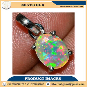 Joyería de Plata de Ley 925 única, colgante de ópalo etíope, ajuste de punta, forma de lágrima, dijes de ópalo blanco azul, joyería colgante - Product Image 5