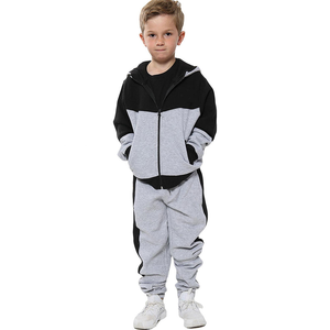 Winter Solid Pattern Windproof Breathable Zip <b>Hoodie</b> Jogger Set Kids Unisex Customized Two-Piece Fleece Tracksuit Casual Outfit - Product Image 1