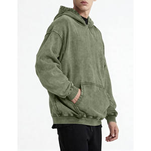 Streetwear Design personnalisé en détresse broderie Patch pull surdimensionné hommes sweats à capuche français éponge strass Baggy sweats à capuche hommes - Product Image 2