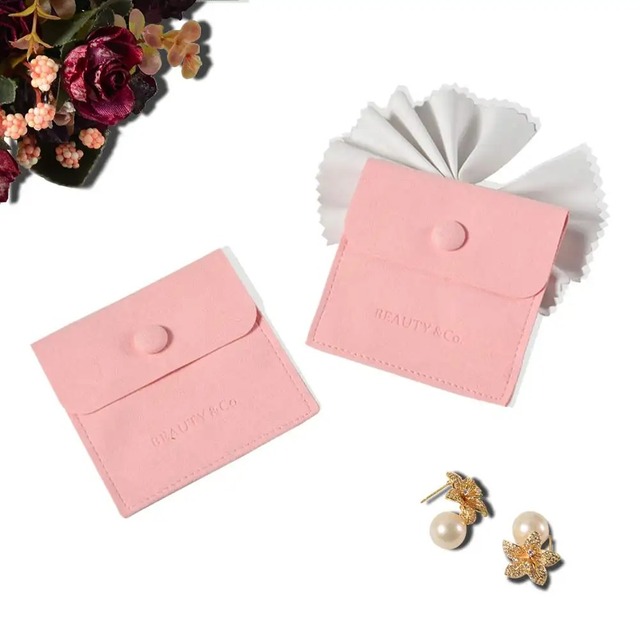 Snap Jewelry Bag Multifunction Velvet Suede Microfiber Jewellery Pouch Bag Packaging Custom Jewelry Pouch