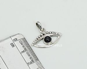 Pendentif élégant en argent sterling massif 925 de style oeil de soleil bleu - Product Image 4