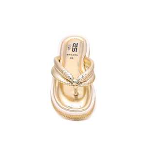 Golden Formal Chappal For Ladies - Product Image 1