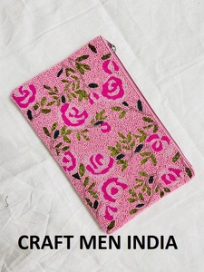 Nouveau fait à la main perlé femmes pochette Ins Style fête soirée sac à main fermeture éclair bouton chaîne perle lettre Accents toile coton - Product Image 3