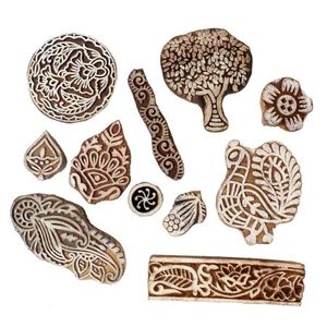 Bloques de impresión de madera hechos a mano, tela Saree textil marrón artesanal, sello de lona indio, nuevo diseño, WB-6907 de tela más reciente - Product Image 1