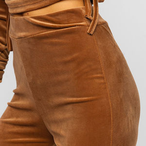 Survêtement en velours pour femmes personnalisé, 2 pièces, sweat-shirt avec pantalon, fabrication directe, impression de logo OEM, vêtements de détente en polyester doux - Product Image 6