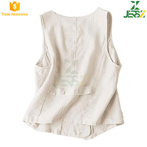 Chaleco sin Mangas de Algodón para Mujer, Cuello en V, Estilo Casual, con Botones, Transpirable, Lavado, Tejido a Crochet, Ligero para Verano - Product Image 3