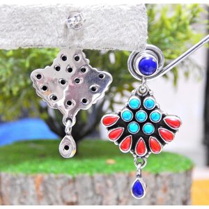 Handmade 925 Sterling Silver <b>Earring</b> <b>Stud</b> Natural <b>Turquoise</b> Lapis Lazuli 14K Gold Luxury 925 Silver <b>Turquoise</b> <b>Earring</b> - Product Image 3