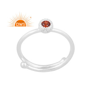 แหวนพลอยโกเมนธรรมชาติแบบเรียงซ้อนได้เงินแท้ปรับแต่งได้ - Product Image 1