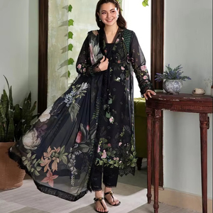 chinese dress ladies Party Wear Maroon Color Faux Blooming With Embroidery Zari Sequins Work Designer Gown M main image 1