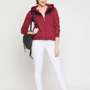 OEM cómodo mujeres cremallera Sudadera con capucha mejor ocasión casual con bolsillos cremallera sudaderas con capucha con logotipo de tamaño personalizado y colores - Product Image 3